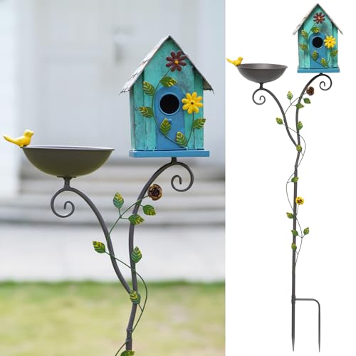 52" H Metal Bird Bath (Green)
