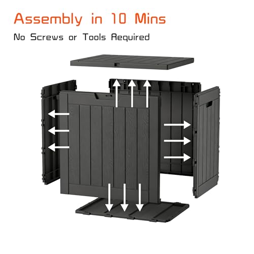 32 Gallon Resin Deck Box Waterproof (Black / 35 Gallons)