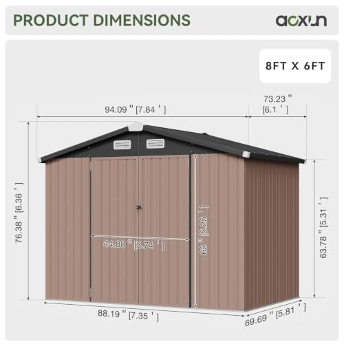 8'x6' Outdoor Storage Shed with Base (Brown / 8'x6')