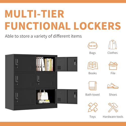 Metal Locker Storage Cabinet with 6 Door (6 door-40" / Black)