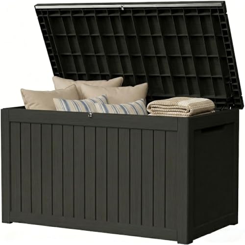 270 Gallon Lockable Resin Outdoor Storage Box (Black-1 / 270 Gallon)