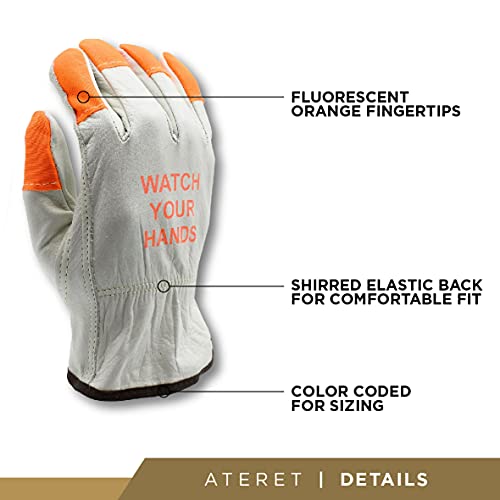 36 Pairs Hi Vis Leather Driver Work Gloves (36 Count)