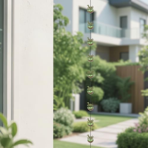 9.2FT Rain Chains for Gutter with 12 Cups (Mallard Duck)