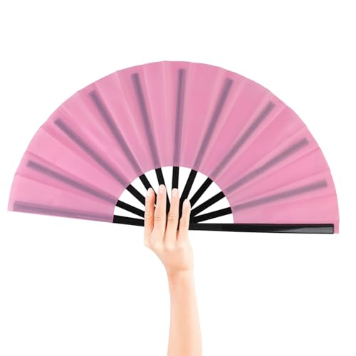 2 Pack Large Folding Hand Fan for Men (2 Pink)