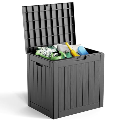 36 Gal Waterproof Outdoor Storage Box UV Resistant Deck Box (Black / 36 Gallon)