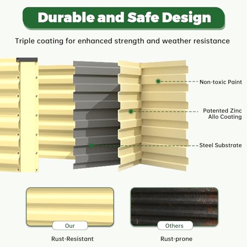 8x4x2ft Outdoor Metal Raised Garden Bed (4 Count)