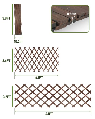2 Pack Expandable Wooden Lattice Fence Panel (2 Pack / 3.2 x 6.1 ft)