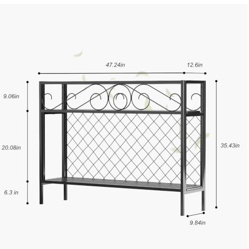 2 Tier Metal Narrow Plant Stand Indoor Outdoor 47.24L easy assembly