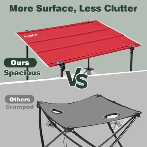 2 Tier Folding Camping Table (Red 30D x 24W x 28H inches)