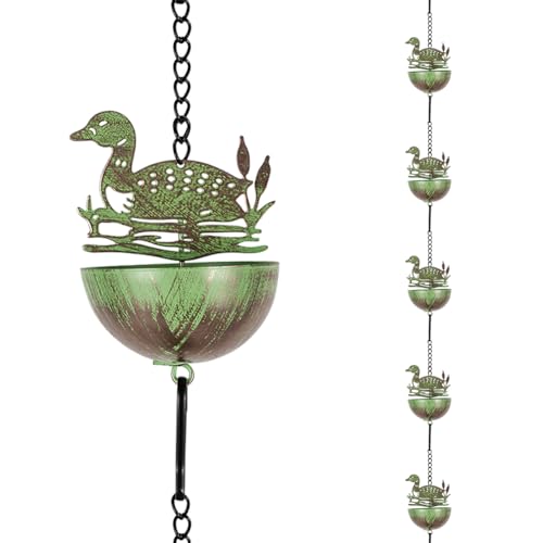 9.2FT Rain Chains for Gutter with 12 Cups (Mallard Duck)