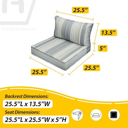 Outdoor Chair Cushions (Ash Blue Harbor Stripe / 25.5"x25.5"x5" / 25.5"x13.5")