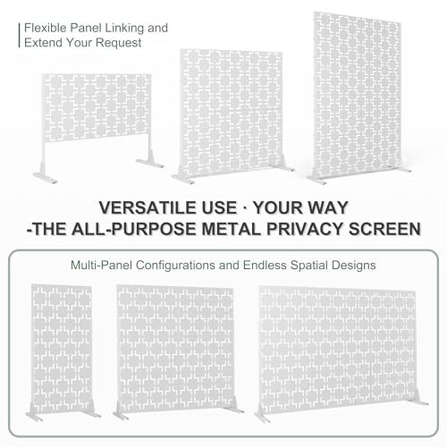 71" H Metal Privacy Screen Outdoor (71"H×47"W / White Square)