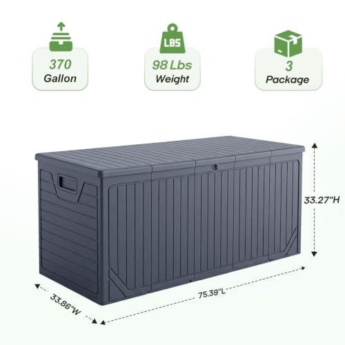 370 Gallon Extra Large Deck Box (Black / 370 Gal(Resin))