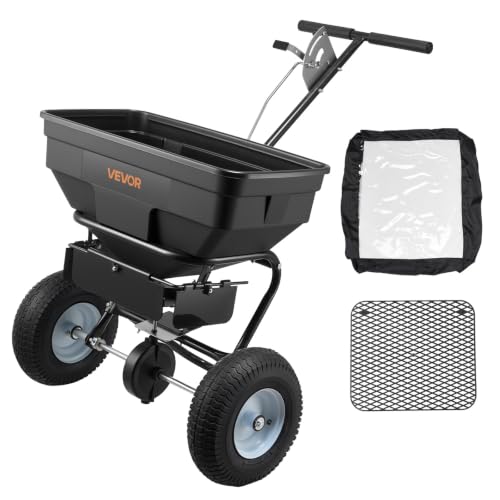 Broadcast Spreader 130 lbs Capacity Hopper Walk (130LB / Black)