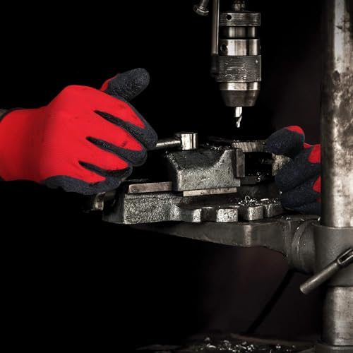 Crinkle Latex Rubber Hand Coated Safety Work Gloves for Men Women General Multi Use Construction Warehouse Gardening Assembly Landscaping (Large / Red-120 Pairs)
