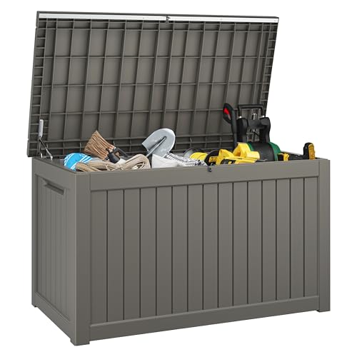 280 Gallon Outdoor Storage Box Waterproof Deck Box for Patio (Grey / 280 Gallon)