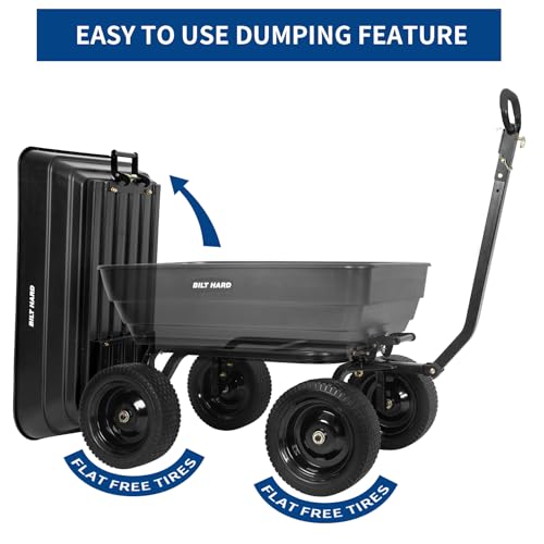 7 Cu Ft Poly Garden Dump Cart 1200 lbs with No Flat Tires