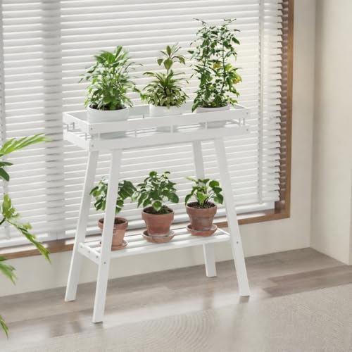 Bamboo Plant Stand Indoor (Bamboo White)