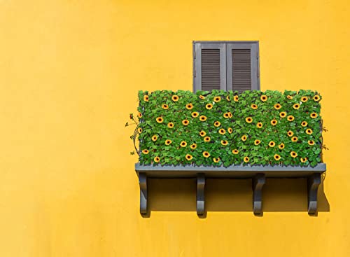 Expandable Fence Privacy Screen for Balcony Patio Outdoor (Sunflowers)