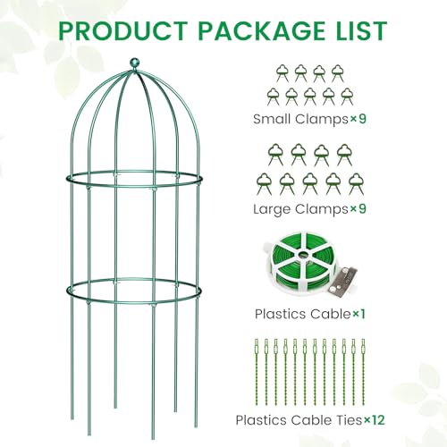 3 Pack Metal Plant Support Cage for Tomato Peony Cucumber (47.2 x 17.7 in / Green)