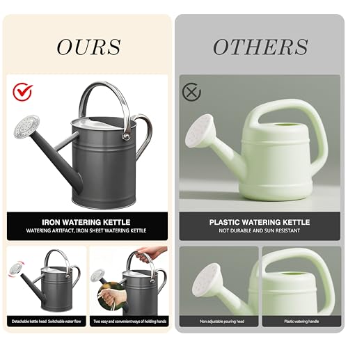 Metal Watering Can for Outdoor Plants (Gray)