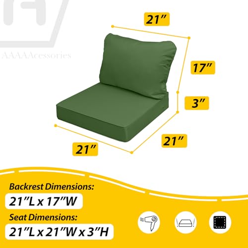 Outdoor Chair Cushions (Dark Moss Green / 21"x21"x3" / 21"x17")