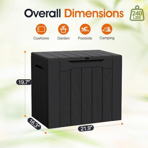 33 Gallon Resin Deck Box Outdoor Storage Boxes (Dark Black / 33 Gallon)