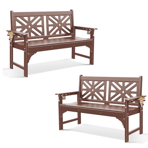 Oversized Outdoor Bench Set of 2 (Brown / 2pcs)