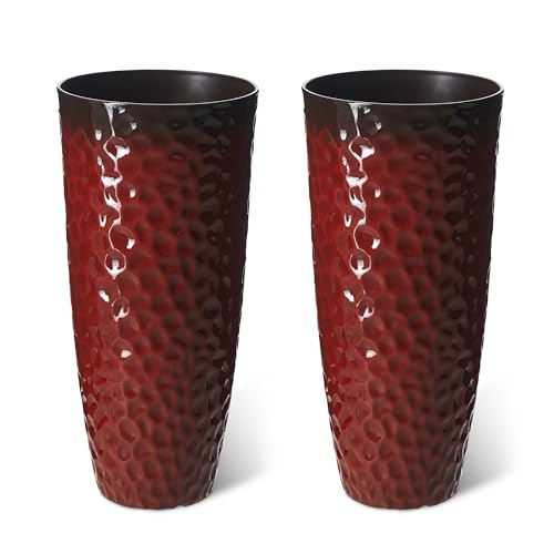 31" H Large Plastic Tall Planters (31"H / Gradient Red)