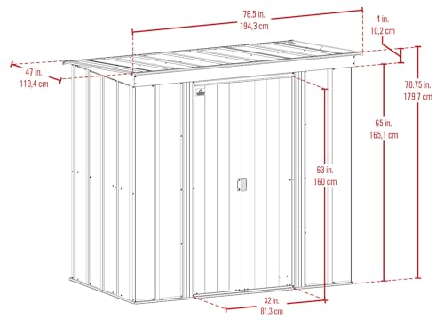 Cover It 6' x 4' Galvanized Steel Outdoor Storage Shed with Pent Roof and Lockable Sliding Doors
