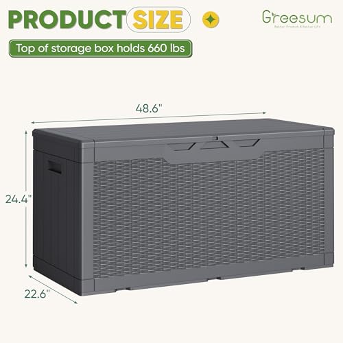 Outdoor Storage Box 100 Gallon Storage Bin with Lid for Patio Furniture (Gray / 100 Gallon)