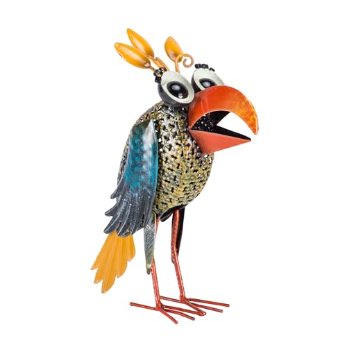 12" Tall Outdoor Metal Wide (12" Multicolor Bird)
