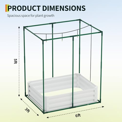Galvanized Raised Garden Bed with Self Watering System & Mesh Cover (Beige W/ Mesh Cover / 6x3x1 ft)