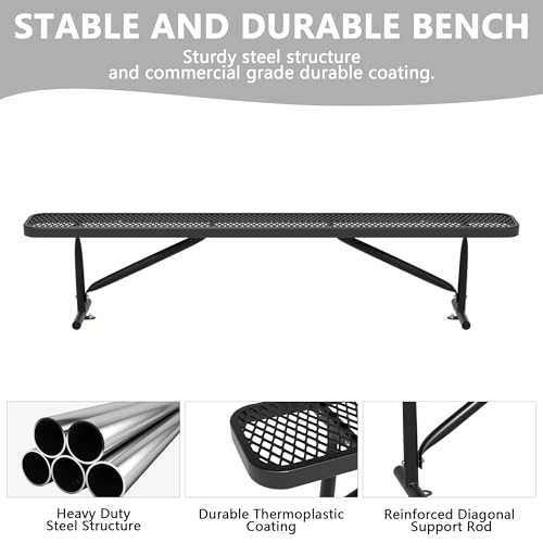 8 Feet Heavy Duty Metal Park Bench for Outside (Black / 8FT)