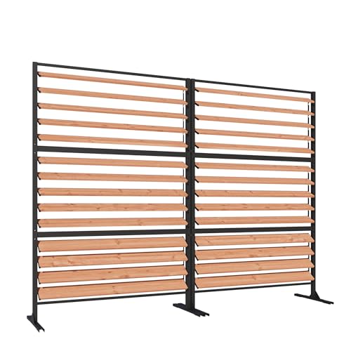 Modern Shade 6x4 ft Louvered Wood Privacy Fence Panel with Louverd Slats (6' x 4' / 2 Panel)