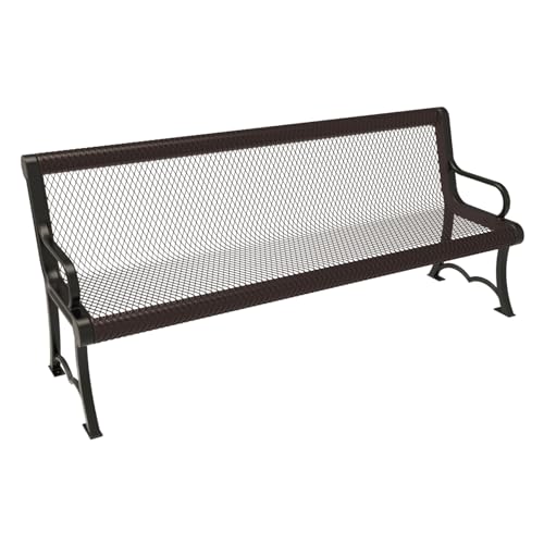 Bench, Brown, Expanded, 6Ft, with Back, Portable