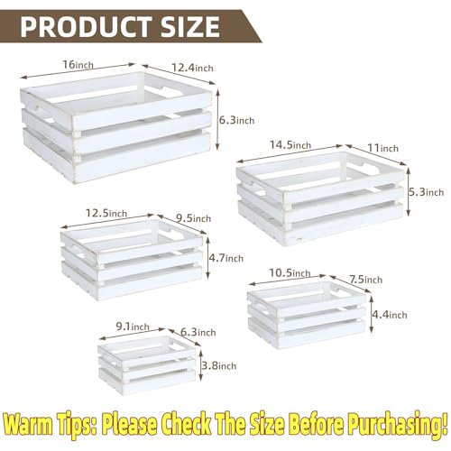 Large Wooden Crates (Whitewashed-5PCS)