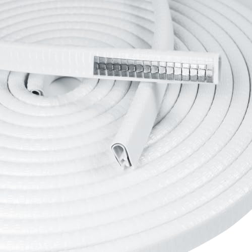 1/2" x 3/8" U‑Channel Edge Trim Seal Strip with Metal Clips 200Ft (200Foot / White)