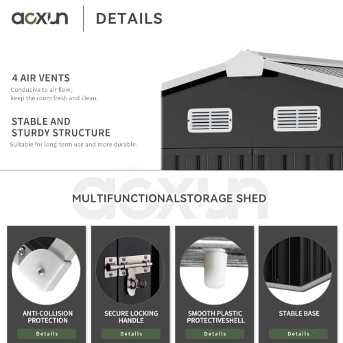 10x8 FT Shed Outdoor Storage Shed with Floor Black (Black / 9.8'x7.6')