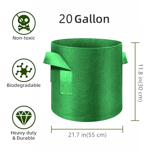 12 Pack 20 Gallon Plant Grow Bags (20 Gallon / Green)
