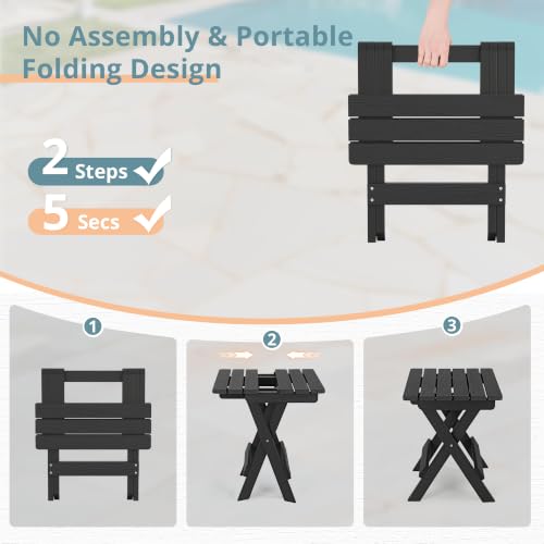 16.5 Inch Outdoor Folding Side Table (Black / 16.5 IN)