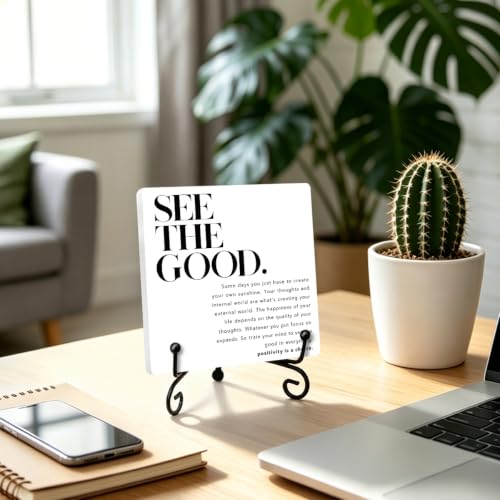 Motivational Quote for Home Office Book Shelf Table Decor 6.3x6.3 Inch 09 (Multicolor 1708 / Wooden sign with iron frame（6.3 x 6.3 inches）)