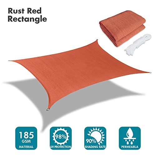 10'X22' Sun Shade Sail Rust Red Curved Rectangle Customizable