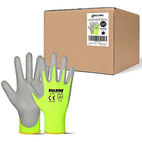 Safety Work Gloves for Men 60 Pairs (Yellow / Small)