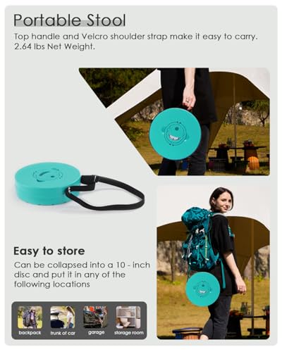 18 in Collapsible Stool with Cushion (Lake Green)