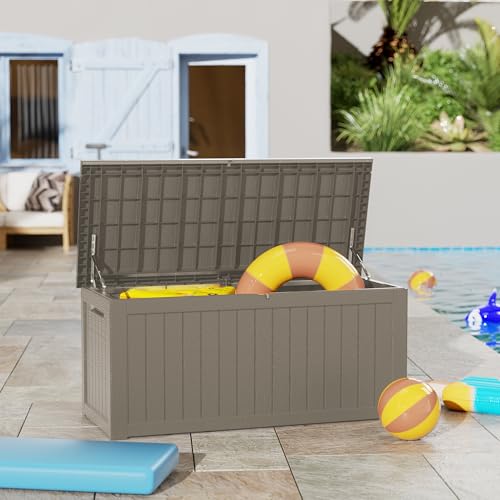 180 Gallon Outdoor Storage Box Patio Deck Box Waterproof (Grey / 180 Gallon)