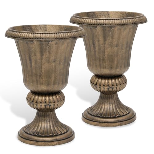 20" Tall Urn Planters for Outdoor Plants (Bronze)