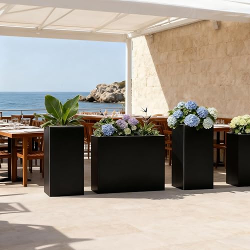Metal Planter Box for Outdoor Plants 38" L x 13" W x 30" H (Black / 38" L x 13" W x 30")