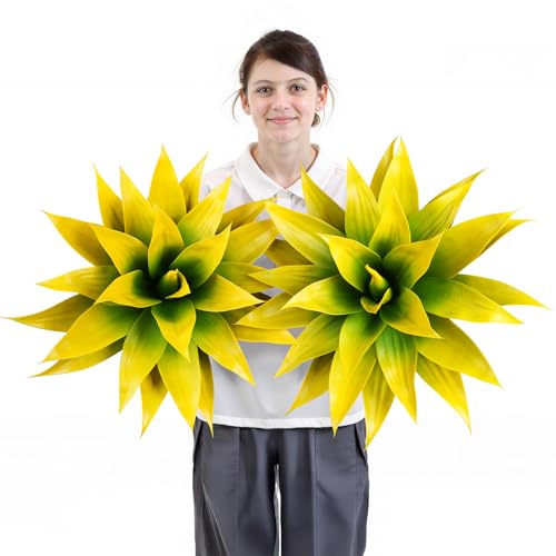Artificial Agave Plant Set (Yellow*2 / 28 Inches)
