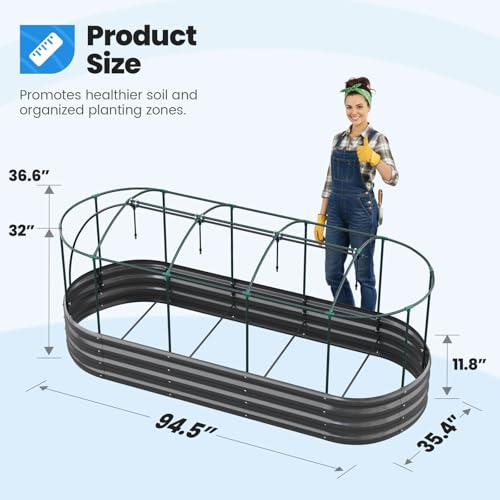 Raised Garden Bed Kit with Self Watering System & Netting 8x3x1Ft